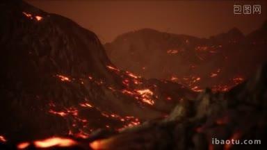 火山口的岩浆细节视频